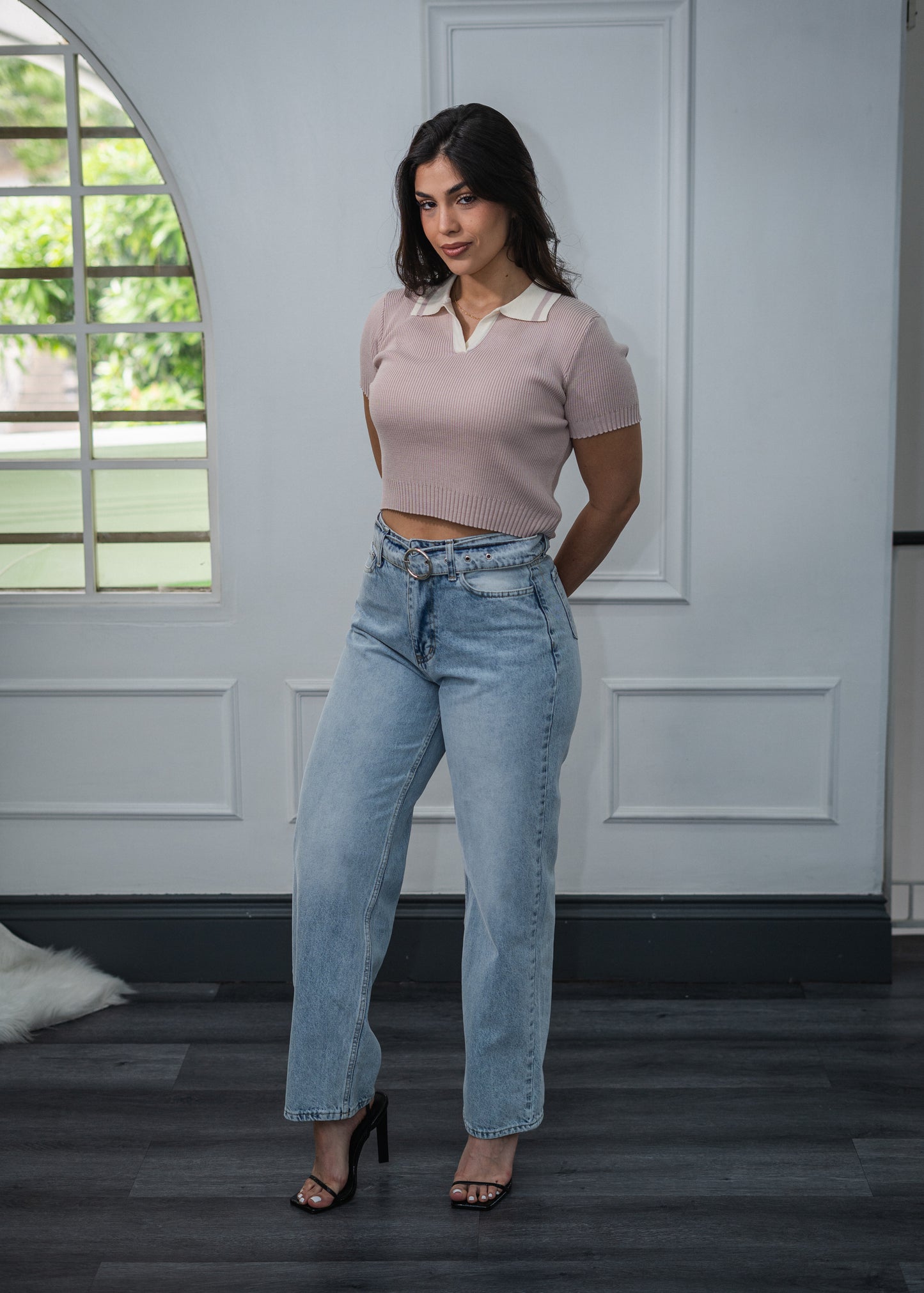 Blusa cuello V manga corta