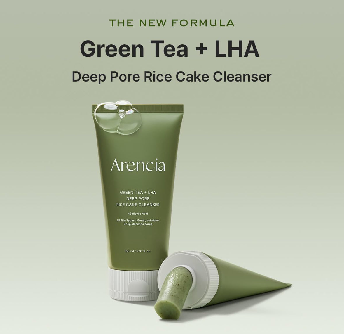 Arencia Ácido salicílico, té verde + LHA Deep Pore Rice Cake Cleanser
