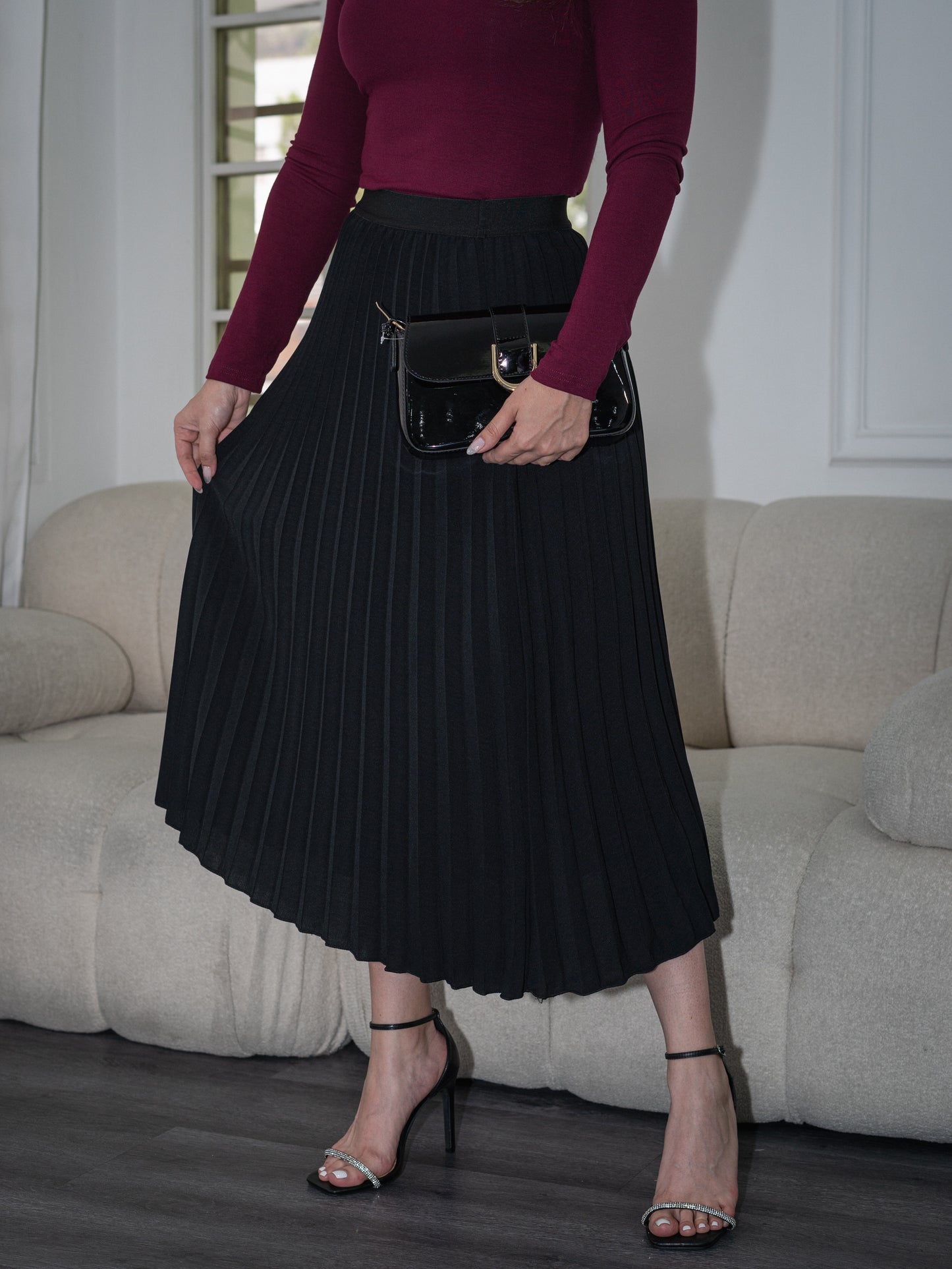 Falda plisada maxi