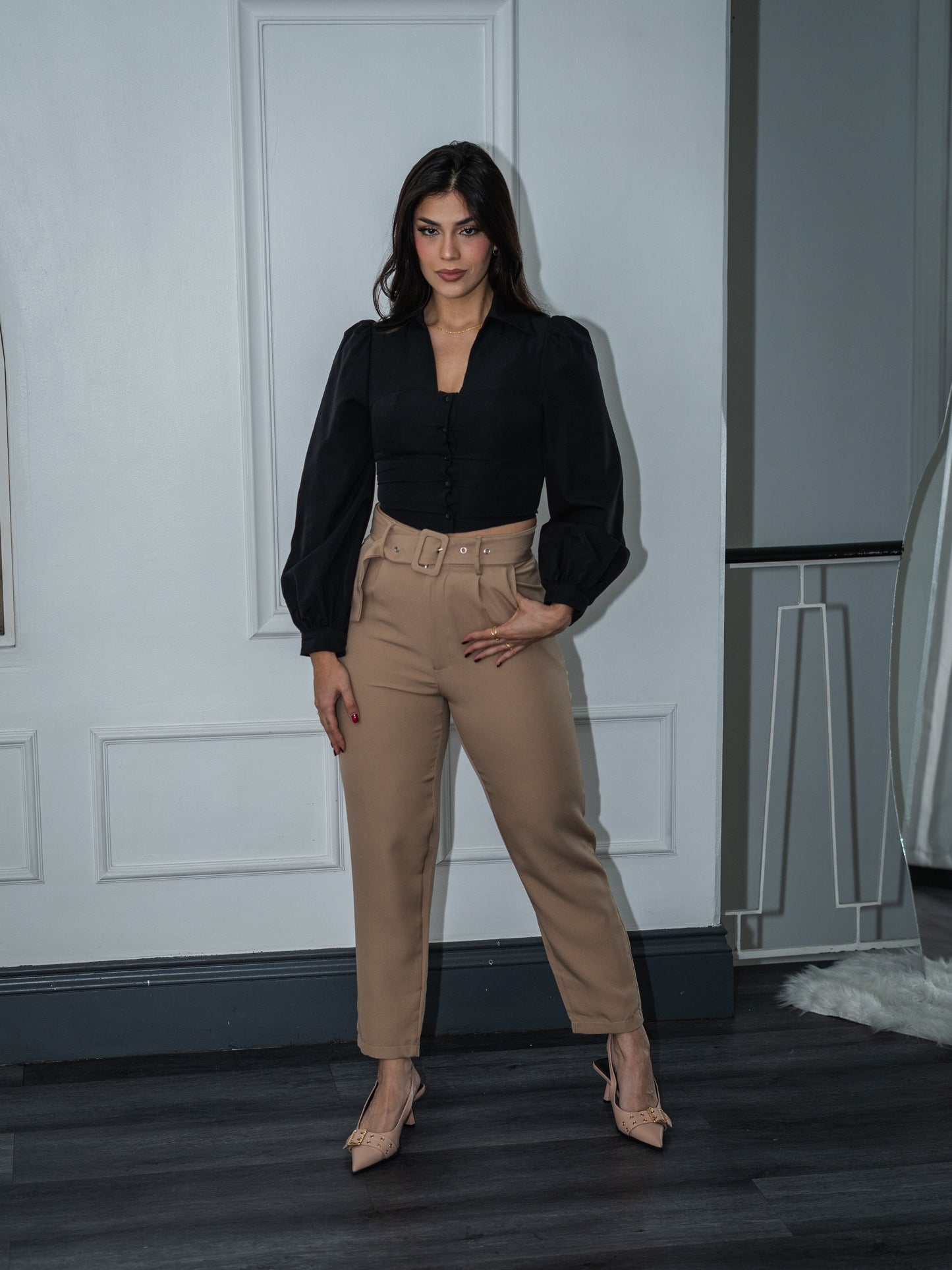 Crop puff sleeves