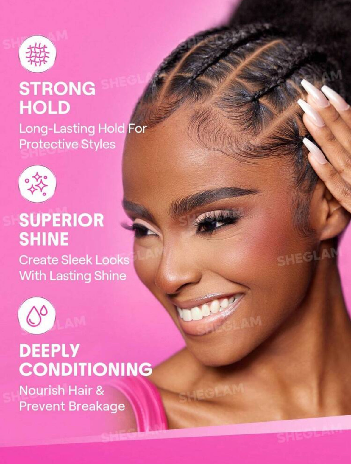 HEGLAM HAIR - Gel para peinar el cabello con fijación fuerte, retorcido y trenzado