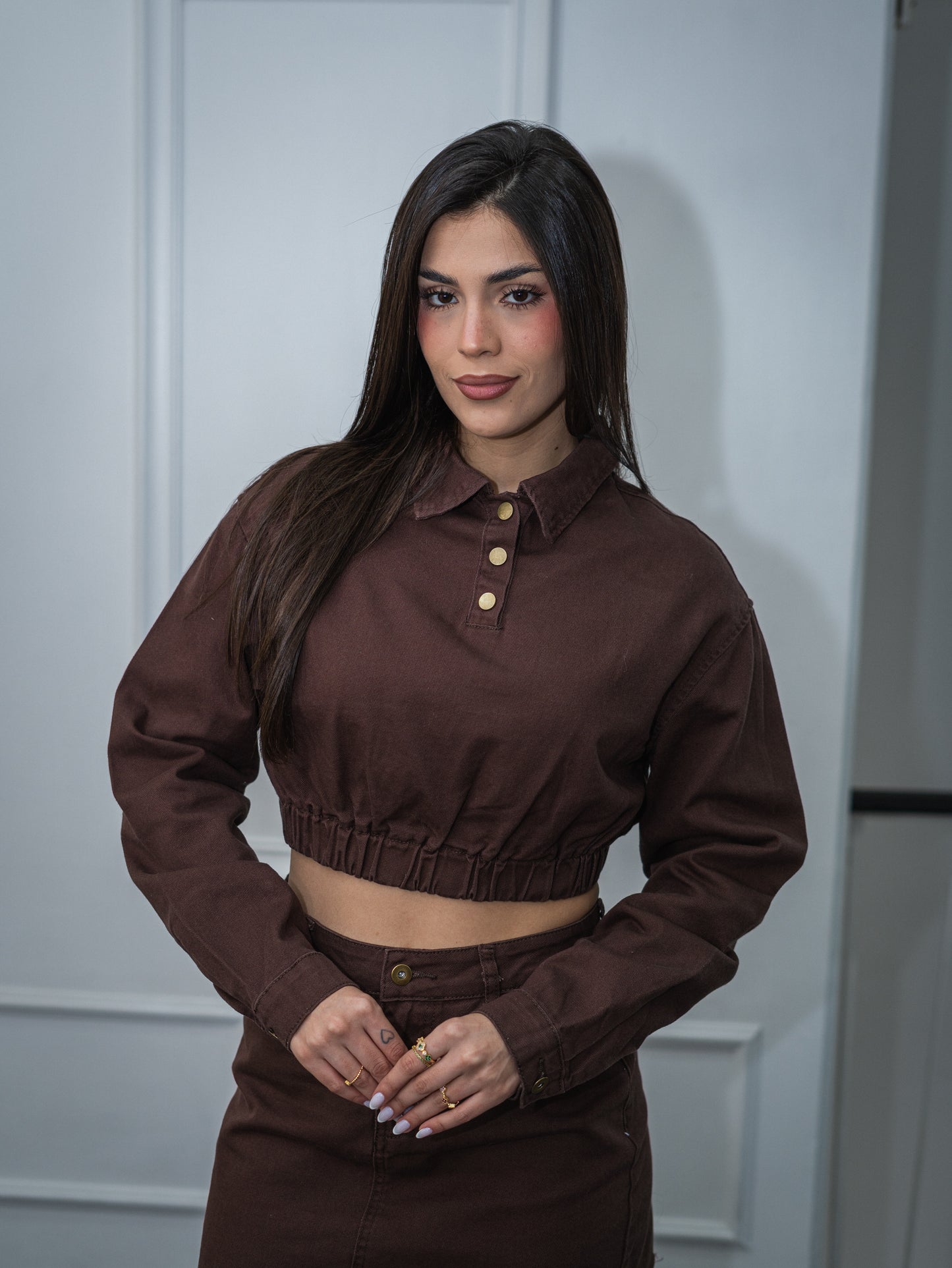 Conjunto denim manga larga