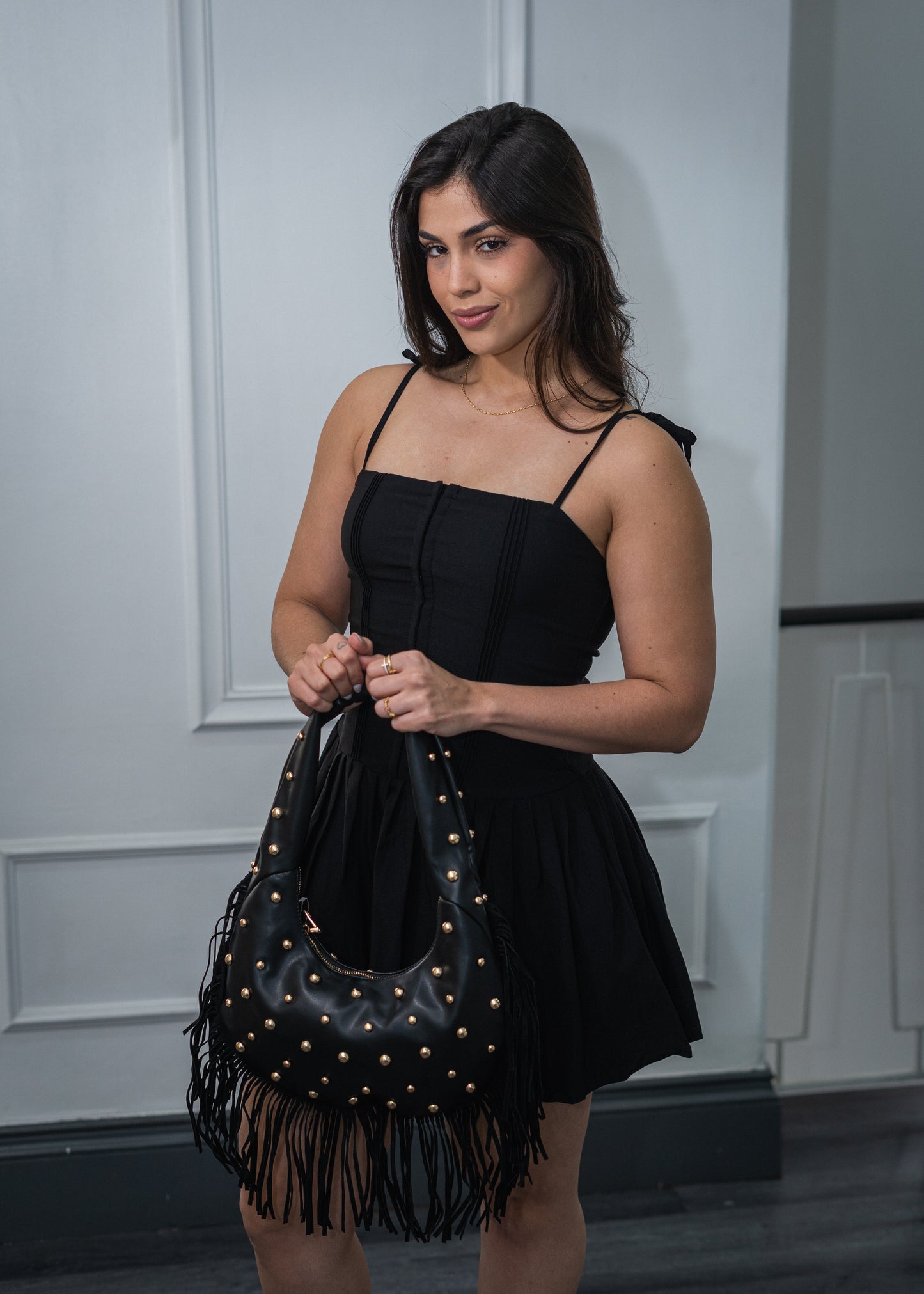 Vestido plisado negro