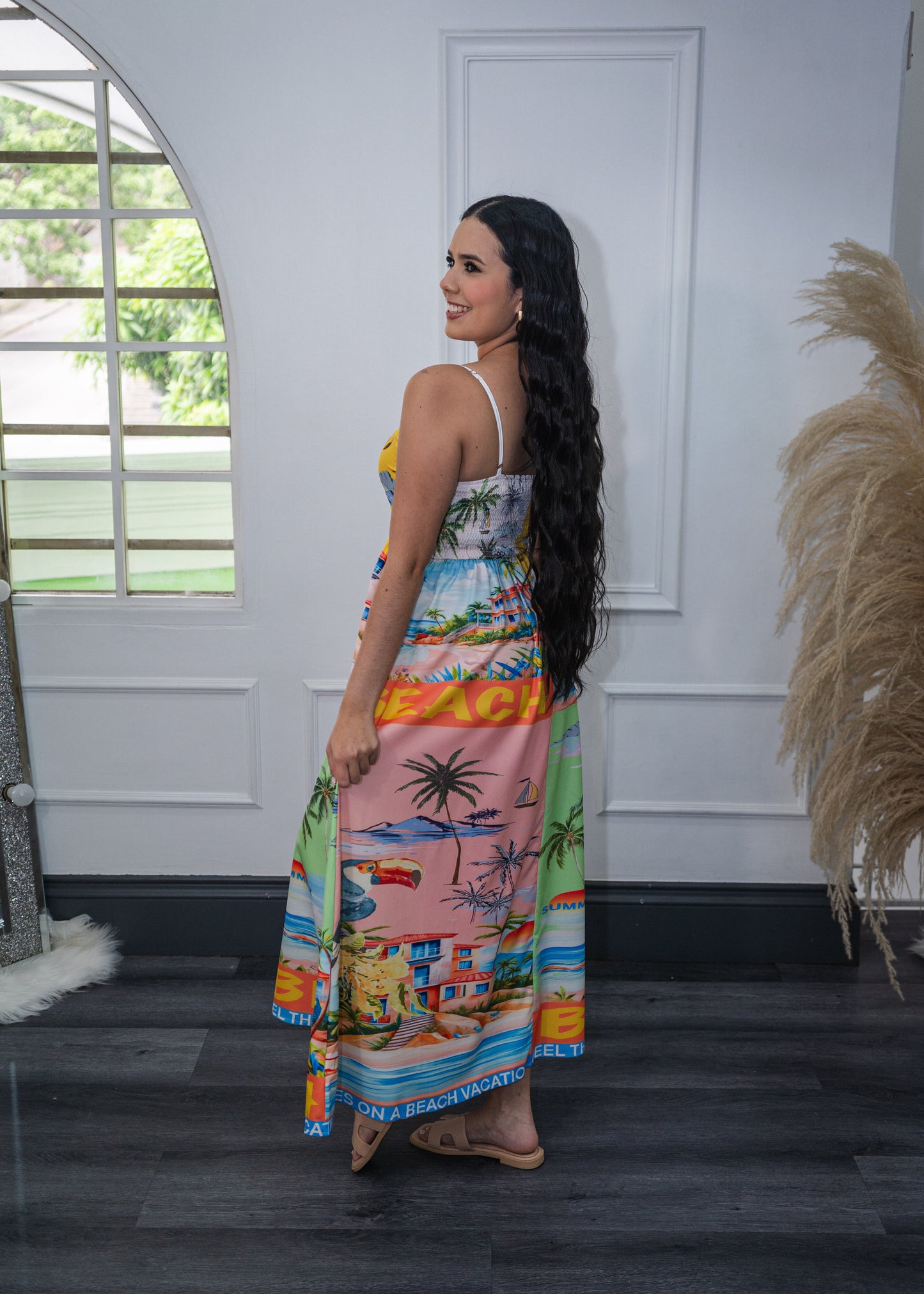 Vestido estampado tropical