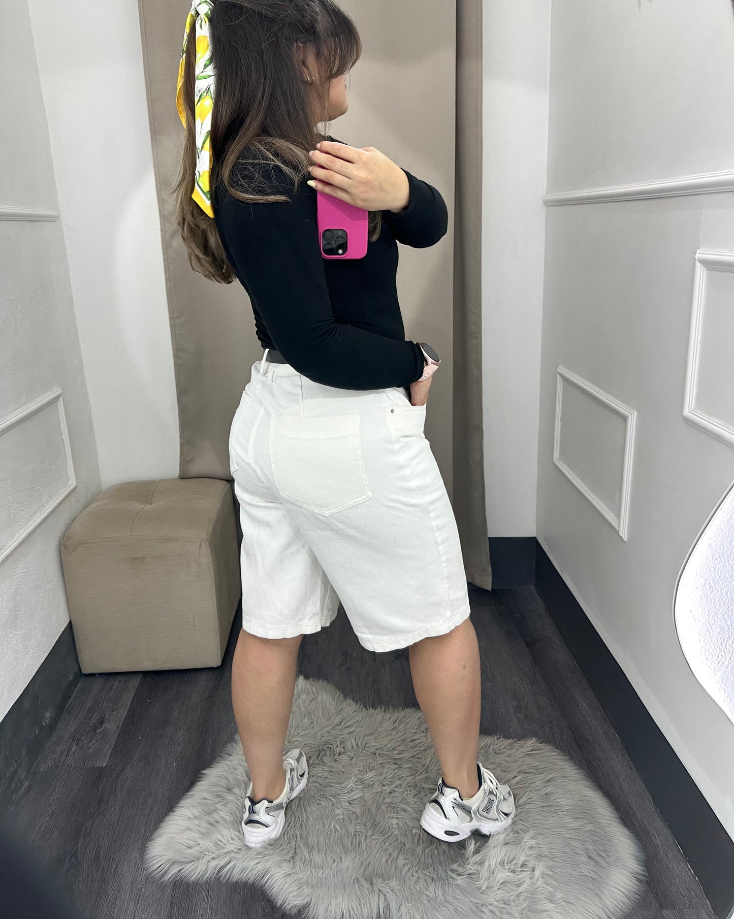 Bermuda denim con cinturón