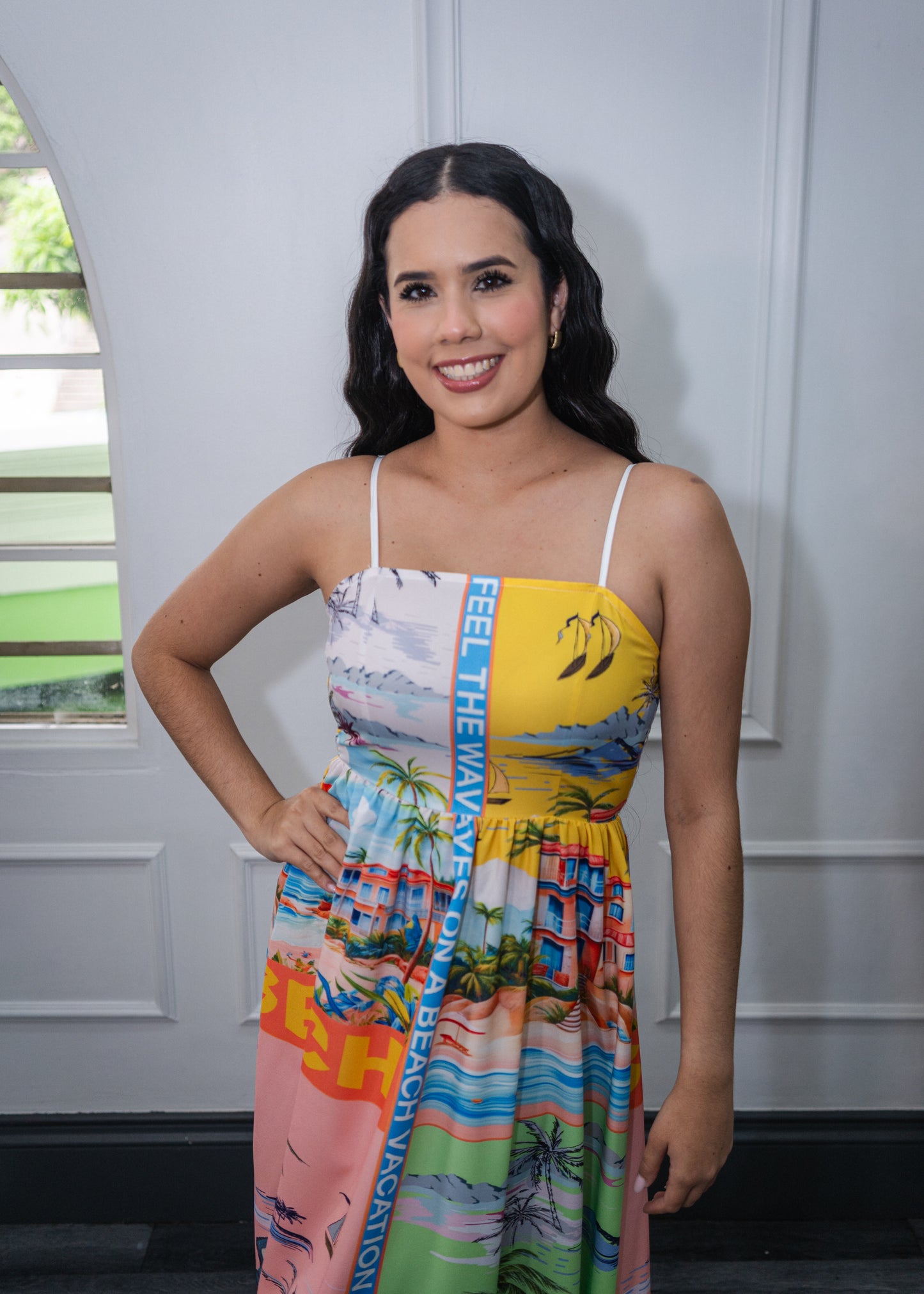 Vestido estampado tropical