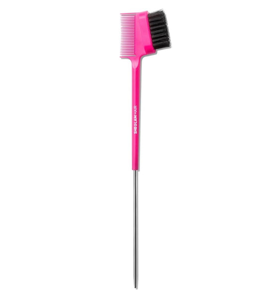 SHEGLAM HAIR Locked in Edge Bestie, herramienta de peinado 3 en 1, cepillo de borde de pelo con peine de cola