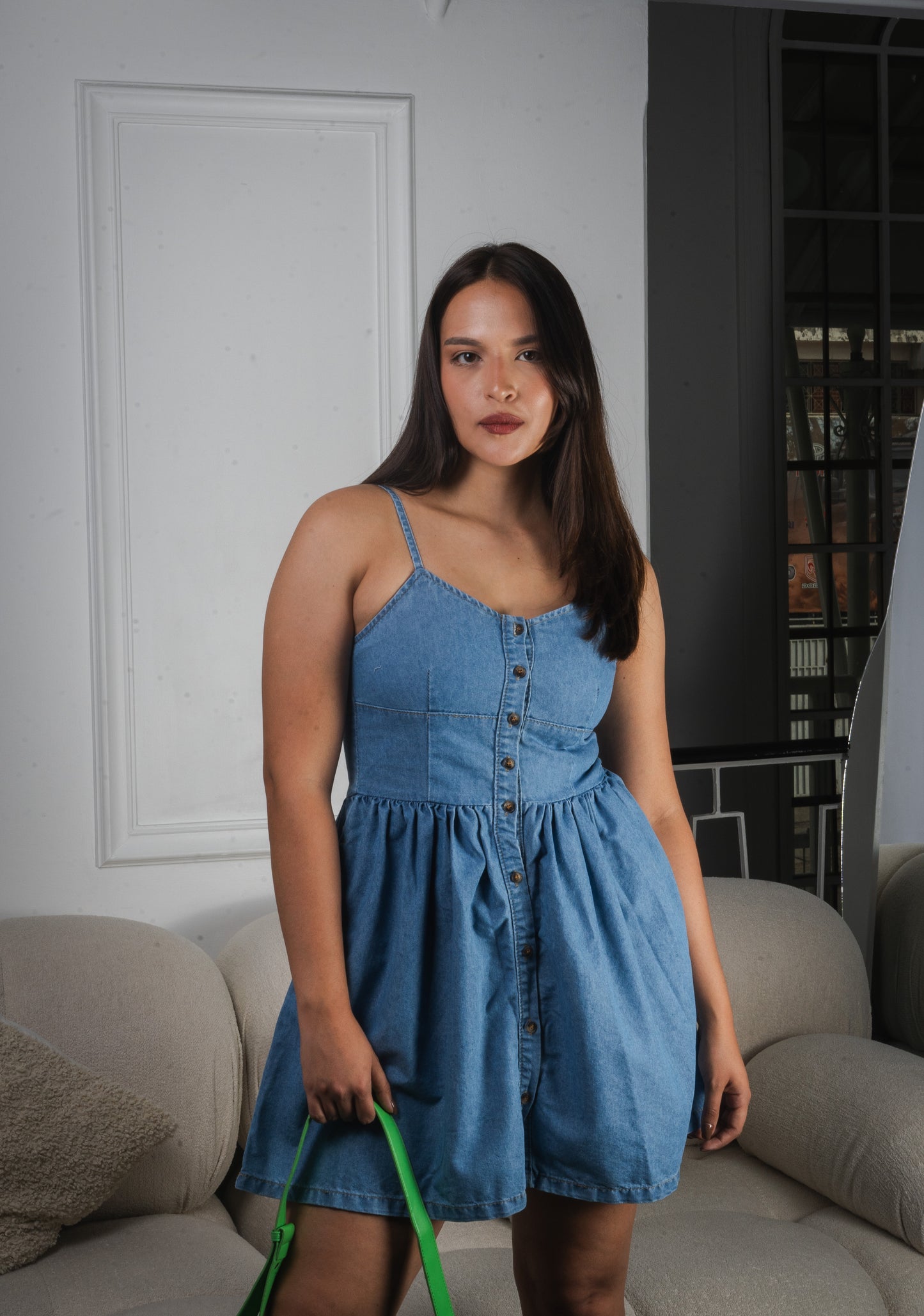 Vestido denim corte A