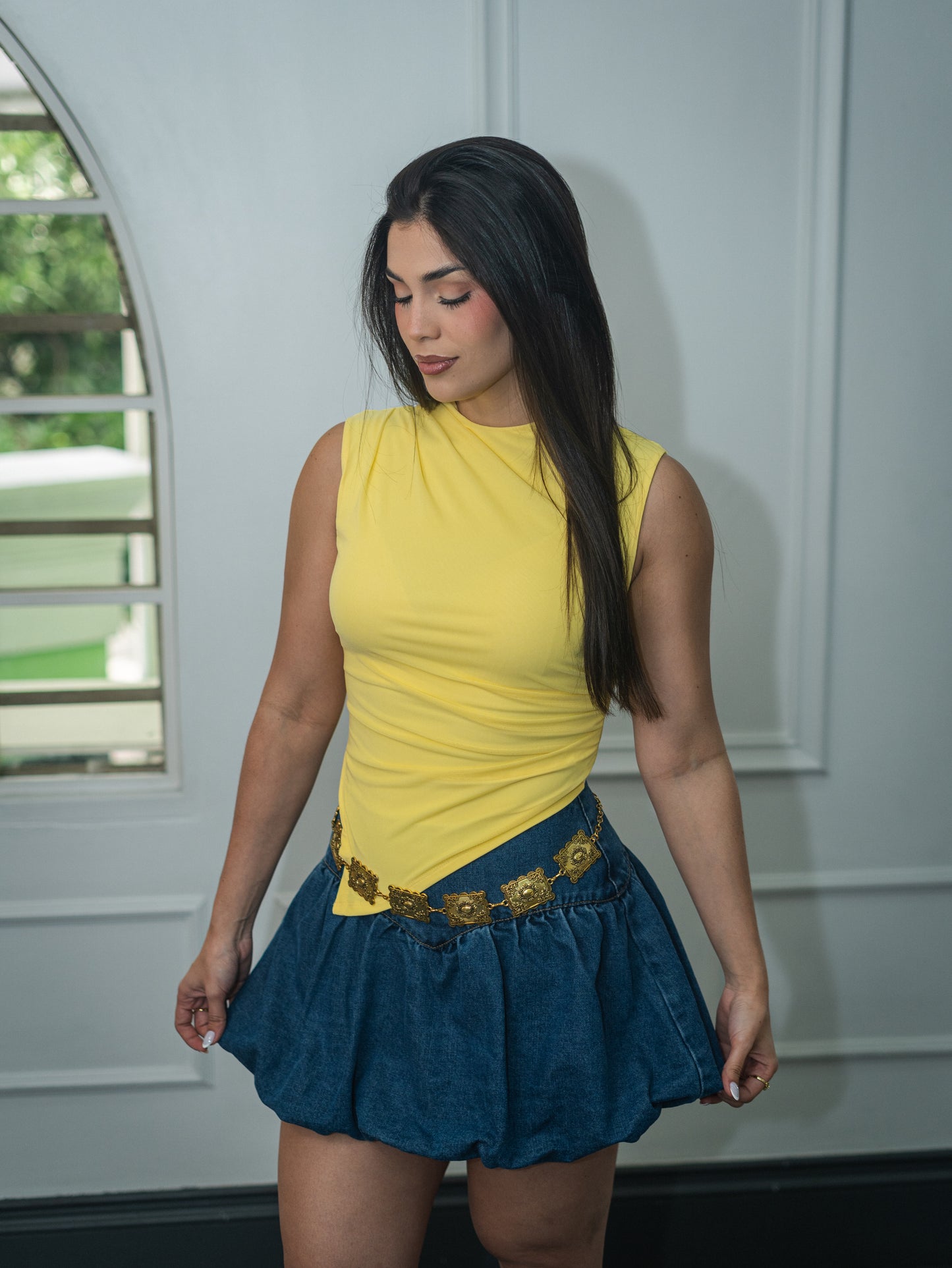 Falda globo denim