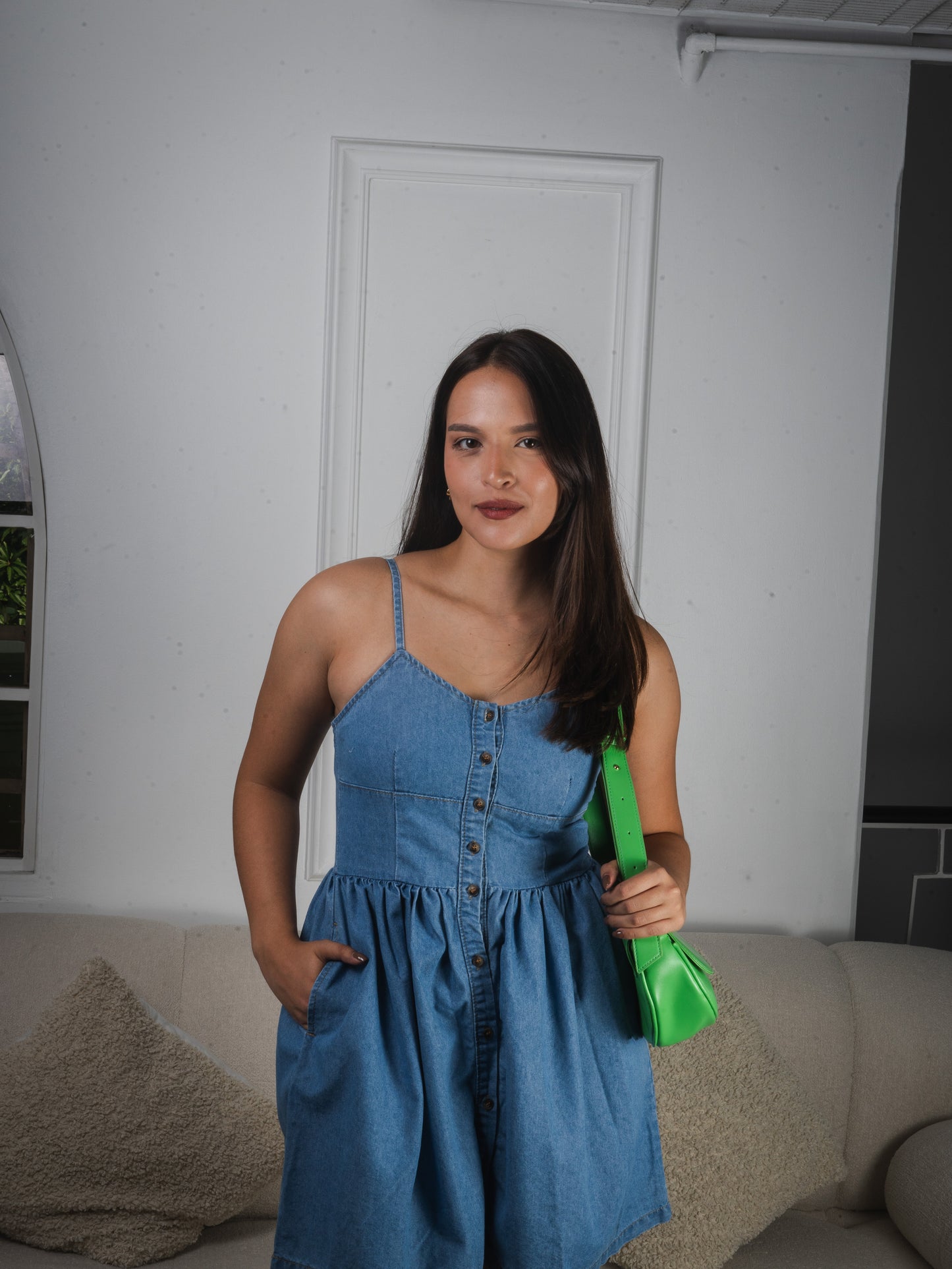 Vestido denim corte A