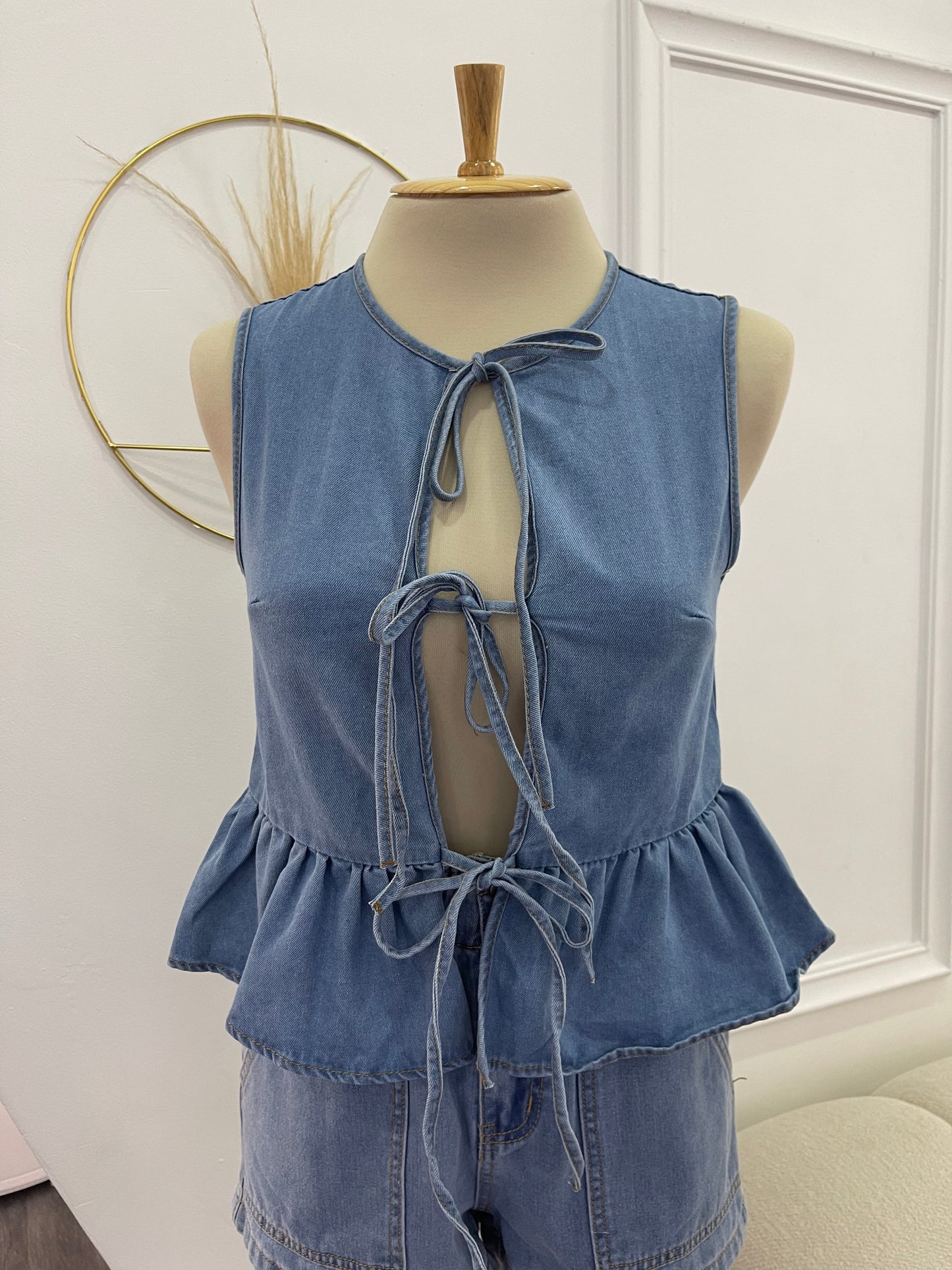 Blusa Denim Abertura Adelante