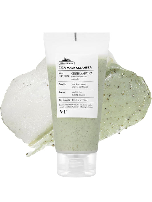 VT COSMETICS CICA - Limpiador facial 2 en 1, mascarilla de arcilla