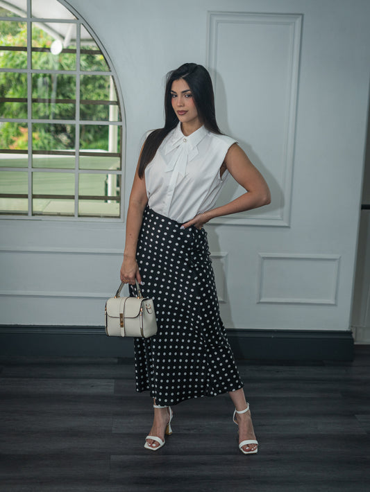 Falda satinada polkadots