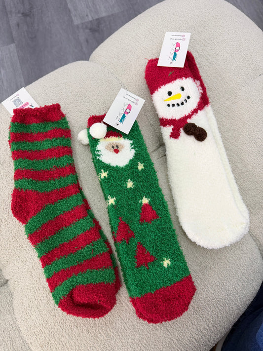 Medias felpudas navideñas