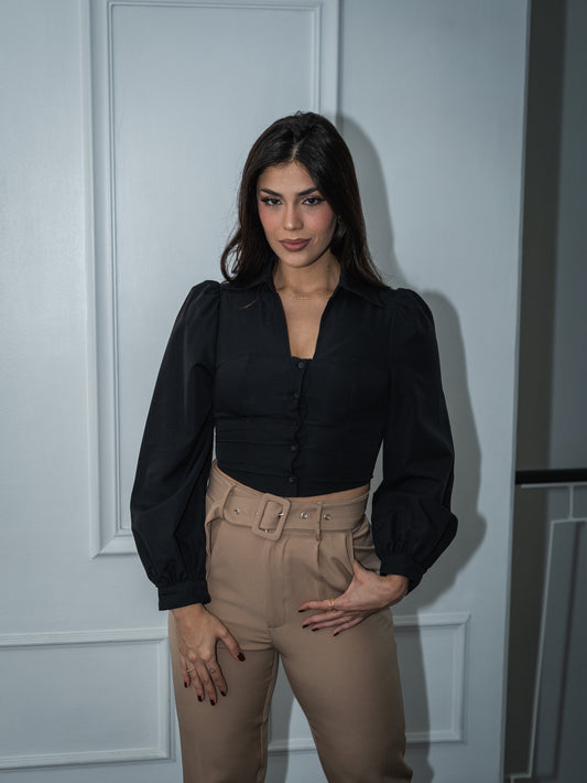 Crop puff sleeves