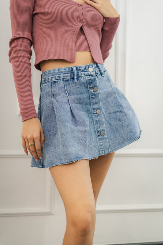 Falda plisada denim