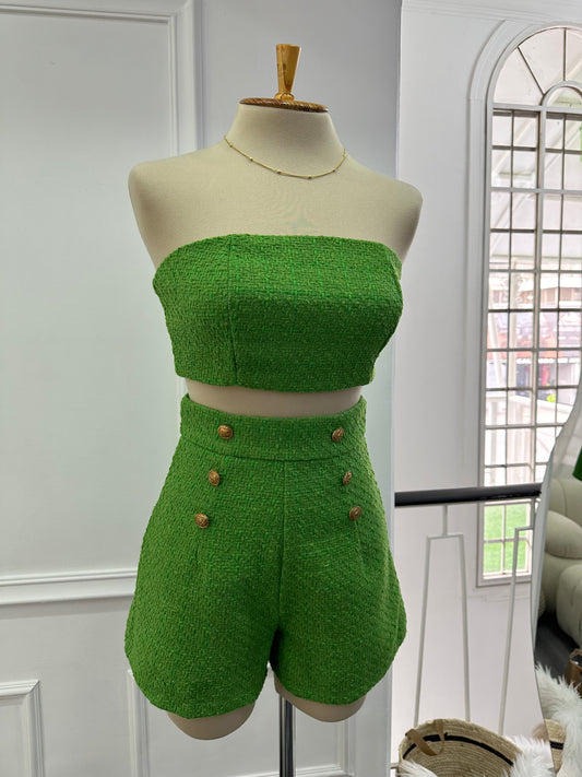 Conjunto tweed strapless