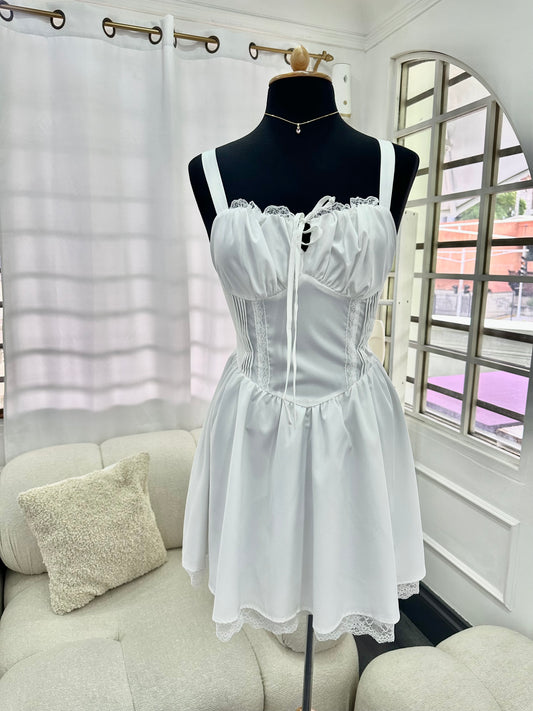 Vestido cordones satinado